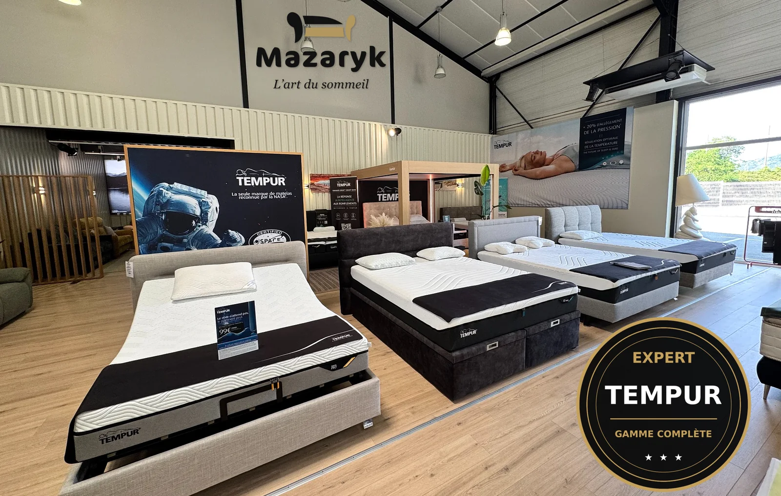 Les 50 m² dédiés à TEMPUR® dans le magasin Mazaryk, à Vienne sud (Isère)
